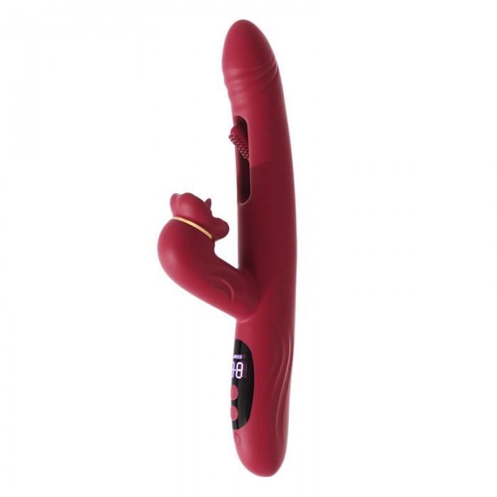 MizzZee - Oral Pleasure Hollow Licking Display Vibrator Wand (Chargeable - Burgundy)