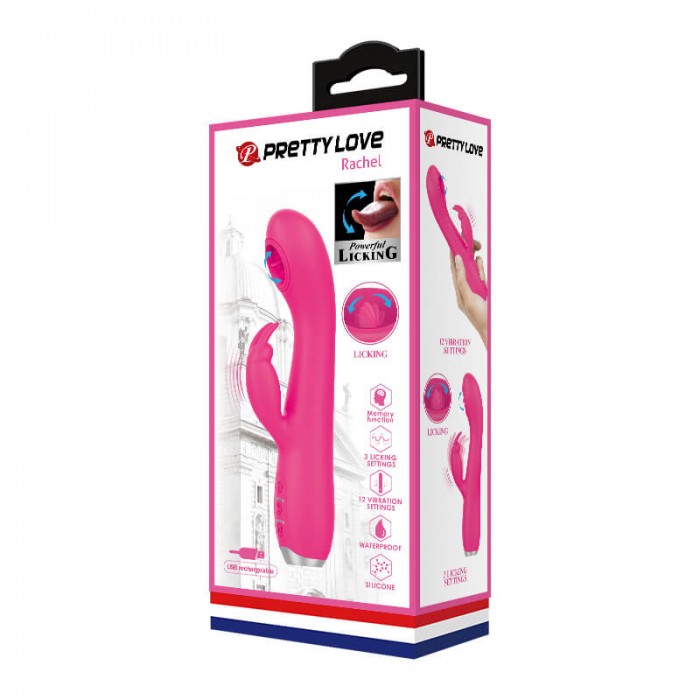 PRETTY LOVE - Powerful Licking Rabbit Vibrator Wand Masturbator (Chargeable - Pink)