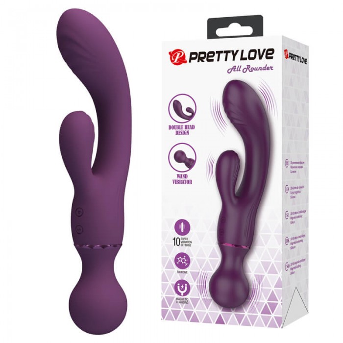 Pretty Love - All Roundet Double Head Vibrator Wand (Chargeable - Purple) Pretty Love - All Roundet Double Head Vibrator Wand (Chargeable - Purple)