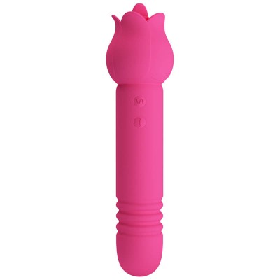 PRETTY LOVE - Chaley Tongue Licking Thrusting Vibration Massager (Chargeable - Red Rose)