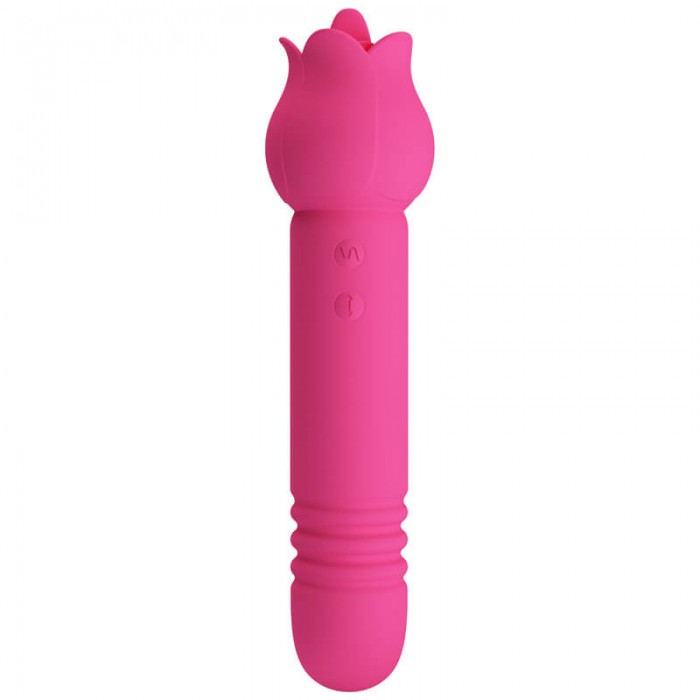 PRETTY LOVE - Chaley Tongue Licking Thrusting Vibration Massager (Chargeable - Red Rose)