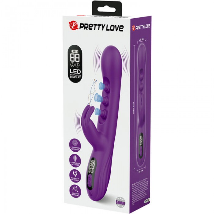 PRETTY LOVE - Sabien LED Display Vibration Thumping Massager (Chargeable - Purple)
