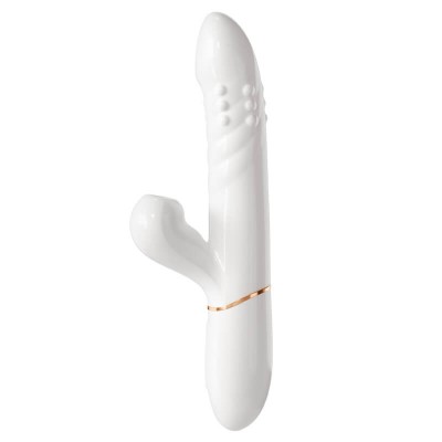 MizzZee - Yiyue Thrusting Suction Rotating Beads Vibrator Wand (Chargeable - White)