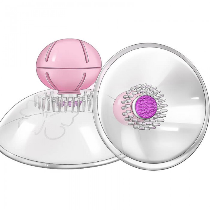 MIZZZEE - Breast Suction Cups Vibrator Spinning Nipple Massager (Chargeable - Transparent)