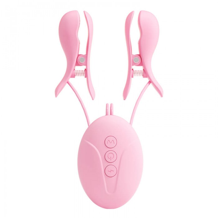MizzZee - Electro Shock Vibrating Nipple Clamps (Chargeable - Pink)