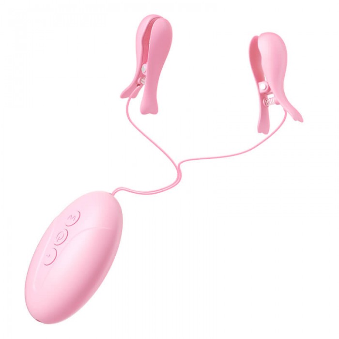 MizzZee - Electro Shock Vibrating Nipple Clamps (Chargeable - Pink)