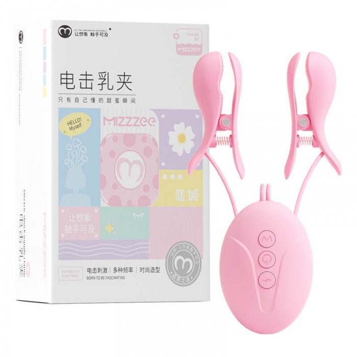MizzZee - Electro Shock Vibrating Nipple Clamps (Chargeable - Pink)