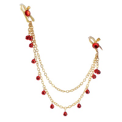 MizzZee - Bell Pendant Gemstone Long Chain Nipple Clamps