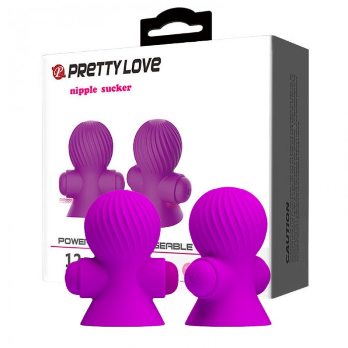 PRETTY LOVE Strong Vibration Nipple Sucker Massager (Chargeable - Purple)