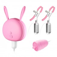MIZZZEE - Vibrating Nipple Clamps Licking Vibrator Egg (Chargeable - Pink)