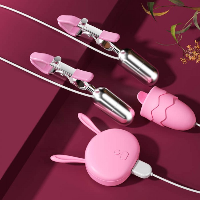 MIZZZEE - Vibrating Nipple Clamps Licking Vibrator Egg (Chargeable - Pink) MIZZZEE - Vibrating Nipple Clamps Licking Vibrator Egg (Chargeable - Pink)