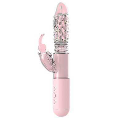 MIZZZEE - Powerful Butterfly Love Retractable Rotating Vibrator (Chargeable - Pink)