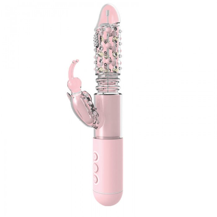 MIZZZEE - Powerful Butterfly Love Retractable Rotating Vibrator (Chargeable - Pink)
