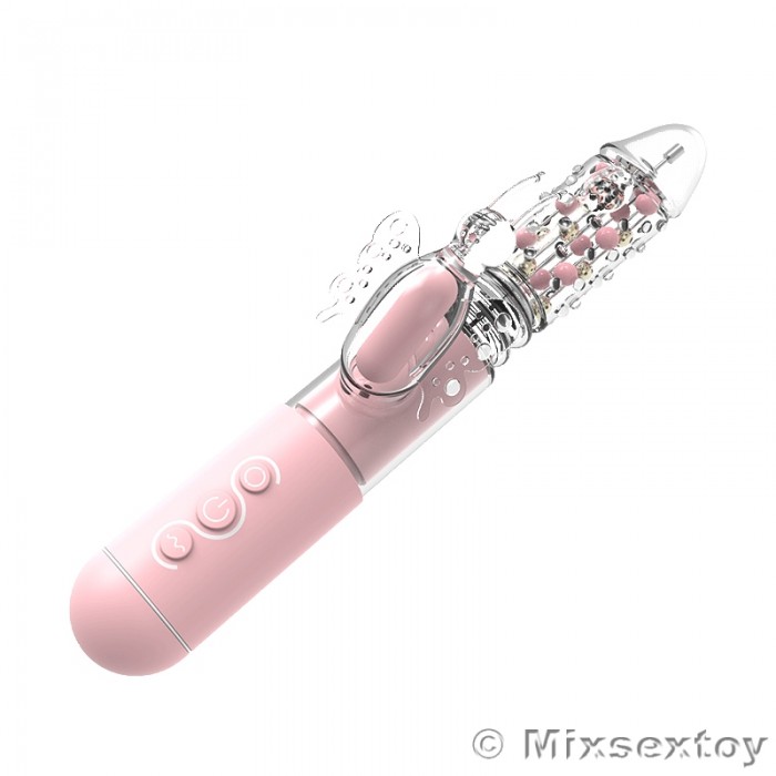 MIZZZEE - Powerful Butterfly Love Retractable Rotating Vibrator (Chargeable - Pink)