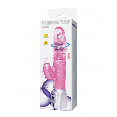 BAILE - ALICE Butterfly Retractable Swing Rotating Beads Vibrator (Battery - Pink)