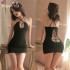 FEE ET MOI Sexy Backless Strappy Nightdress (Black)