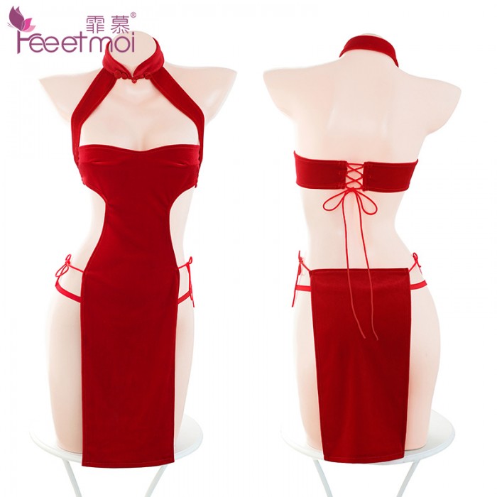 FEE ET MOI Sexy High Slit Bandage Cheongsam (Red) FEE ET MOI Sexy High Slit Bandage Cheongsam (Red)