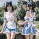 FEE ET MOI - Ruched Sweetheart Maid Outfit With Stockings (Blue - White) FEE ET MOI - Ruched Sweetheart Maid Outfit With Stockings (Blue - White)