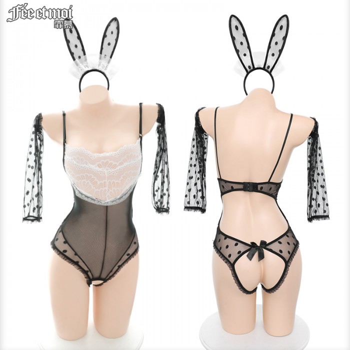 FEE ET MOI Cute Rabbit Open File Body Stocking (Black) FEE ET MOI Cute Rabbit Open File Body Stocking (Black)