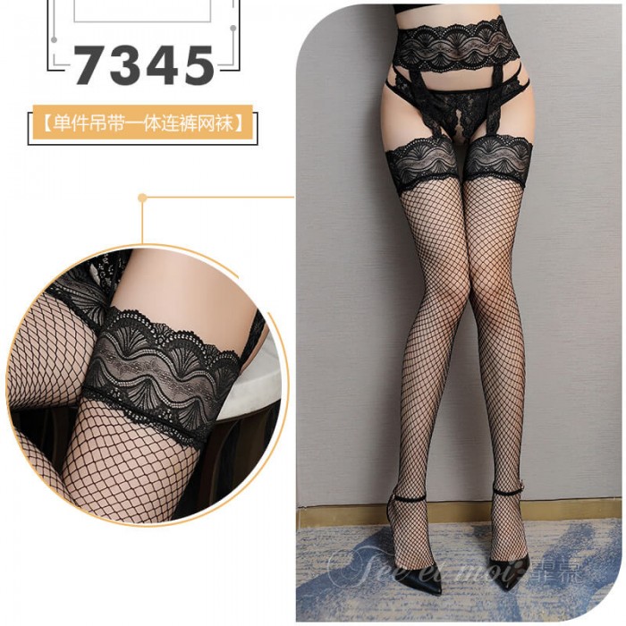 FEE ET MOI Sexy Lace Fishnet Stockings 7345 (Black) FEE ET MOI Sexy Lace Fishnet Stockings 7345 (Black)