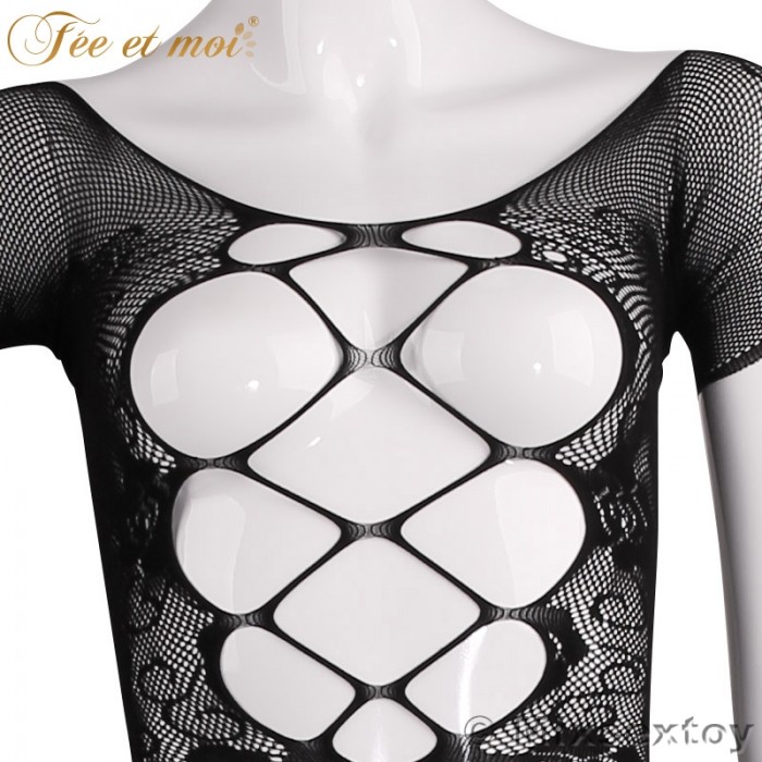 FEE ET MOI Sexy Seethrough Opened Body Stockings (Black)