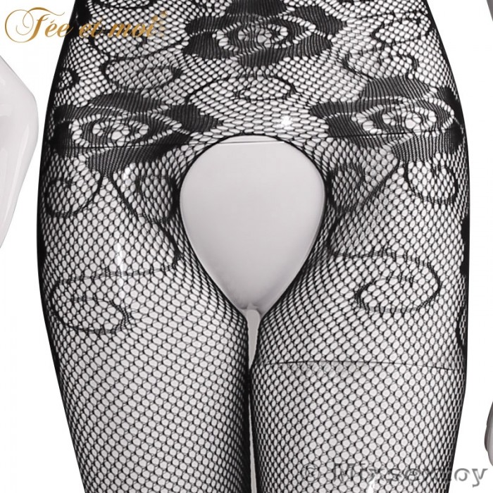 FEE ET MOI Sexy Seethrough Opened Body Stockings (Black)