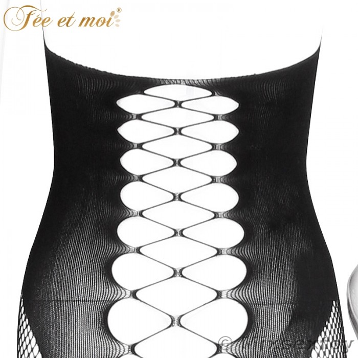 FEE ET MOI Sexy Seethrough Opened Body Stockings (Black)
