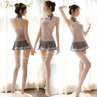 FEE ET MOI Sexy Fishnet Backless Dress With Stocking (Grey) FEE ET MOI Sexy Fishnet Backless Dress With Stocking (Grey)