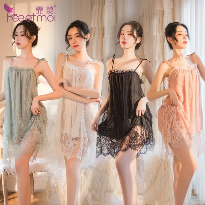 FEE ET MOI Sexy Lace Suspenders Dress (White) FEE ET MOI Sexy Lace Suspenders Dress (White)