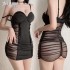 FEE ET MOI Seethrough Satin Bodycon Dresses (Black)