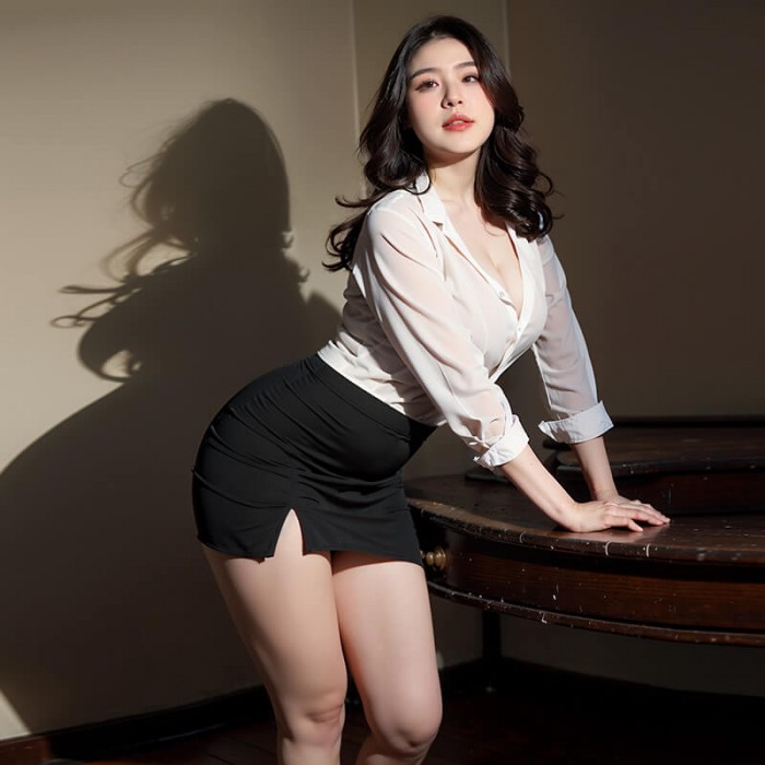 FEE ET MOI - Seductive Secretary Costume Set (Plus Size - Black) FEE ET MOI - Seductive Secretary Costume Set (Plus Size - Black)