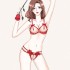FEE ET MOI - Beaded Floral Open-Crotch Panties Bikini (Red)