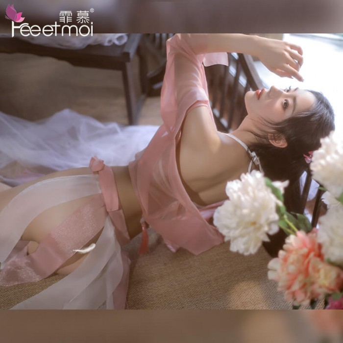 FEE ET MOI Seethrough Halter Neck Classic Dudou (Pink - White) FEE ET MOI Seethrough Halter Neck Classic Dudou (Pink - White)