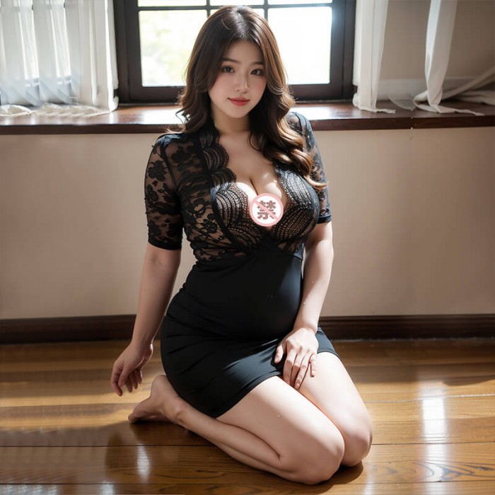 FEE ET MOI - Deep V Lace Sexy Hip-hugging Secretary Skirt (Plus Size - Black) FEE ET MOI - Deep V Lace Sexy Hip-hugging Secretary Skirt (Plus Size - Black)