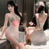 FEE ET MOI - Elegant Lotus Sheer Cheongsam Dress (White)