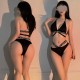 FEE ET MOI - Letter Strap Wrap-Waist Bikini (Black) FEE ET MOI - Letter Strap Wrap-Waist Bikini (Black)
