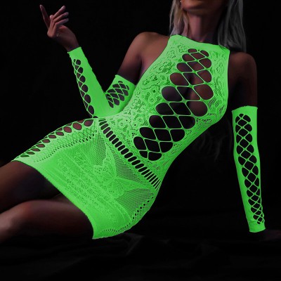 FEE ET MOI - Glow In The Dark Fishnet Bodystocking Dress (7420) FEE ET MOI - Glow In The Dark Fishnet Bodystocking Dress (7420)