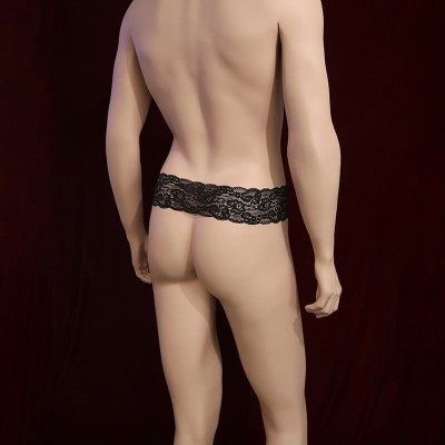 Feeetmoi - Men's Beaded Hollow Exposed Penis Underwear (Black)