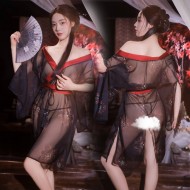 FEE ET MOI - Japanese Phantom Print Kimono Set (Black - Red) FEE ET MOI - Japanese Phantom Print Kimono Set (Black - Red)