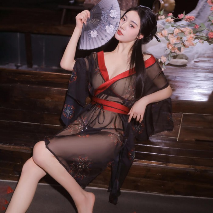 FEE ET MOI - Japanese Phantom Print Kimono Set (Black - Red) FEE ET MOI - Japanese Phantom Print Kimono Set (Black - Red)