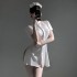FEE ET MOI - Restrained Desire Lace-Up Waist Nurse Dress (White)