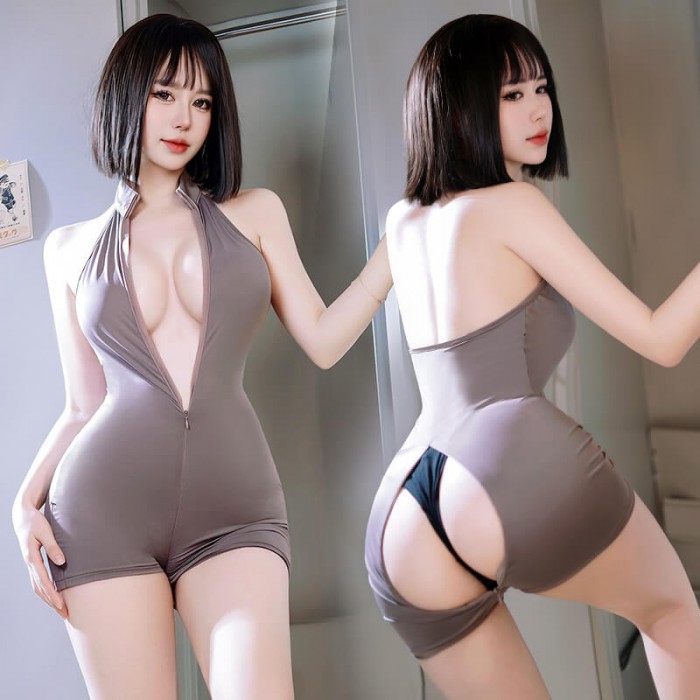 FEE ET MOI - Sporty Open-Crotch Bodysuit (Grey) FEE ET MOI - Sporty Open-Crotch Bodysuit (Grey)