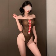FEE ET MOI - Butterfly Hollow American Style Rhinestone Mesh Bodysuit (Coffee Color) FEE ET MOI - Butterfly Hollow American Style Rhinestone Mesh Bodysuit (Coffee Color)