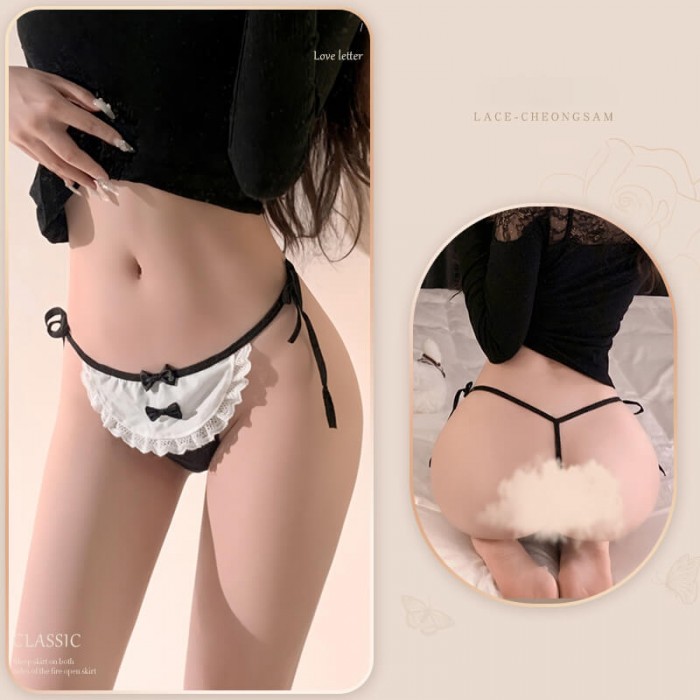 FEE ET MOI - Double Strap Maid Cosplay Panties (White - Black) FEE ET MOI - Double Strap Maid Cosplay Panties (White - Black)