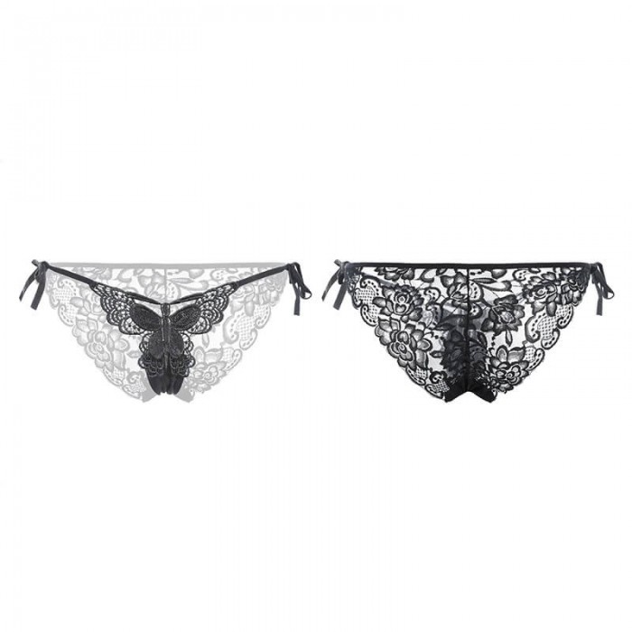 FEE ET MOI - Butterfly Tease Lace Strap Panties (Black) FEE ET MOI - Butterfly Tease Lace Strap Panties (Black)