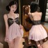 FEE ET MOI - Black Lace Peachy Pure Desire Nightdress (Pink - Black)