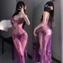 FEE ET MOI - Seductive Sheer Flowing Maxi Dress (Purple)