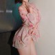 FEE ET MOI - French V-Neck Tie Print Dress (Pink) FEE ET MOI - French V-Neck Tie Print Dress (Pink)