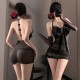 FEE ET MOI - Bow-Decorated Ruched Sheer Nightdress (Black) FEE ET MOI - Bow-Decorated Ruched Sheer Nightdress (Black)