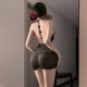 FEE ET MOI - Bow-Decorated Ruched Sheer Nightdress (Black) FEE ET MOI - Bow-Decorated Ruched Sheer Nightdress (Black)